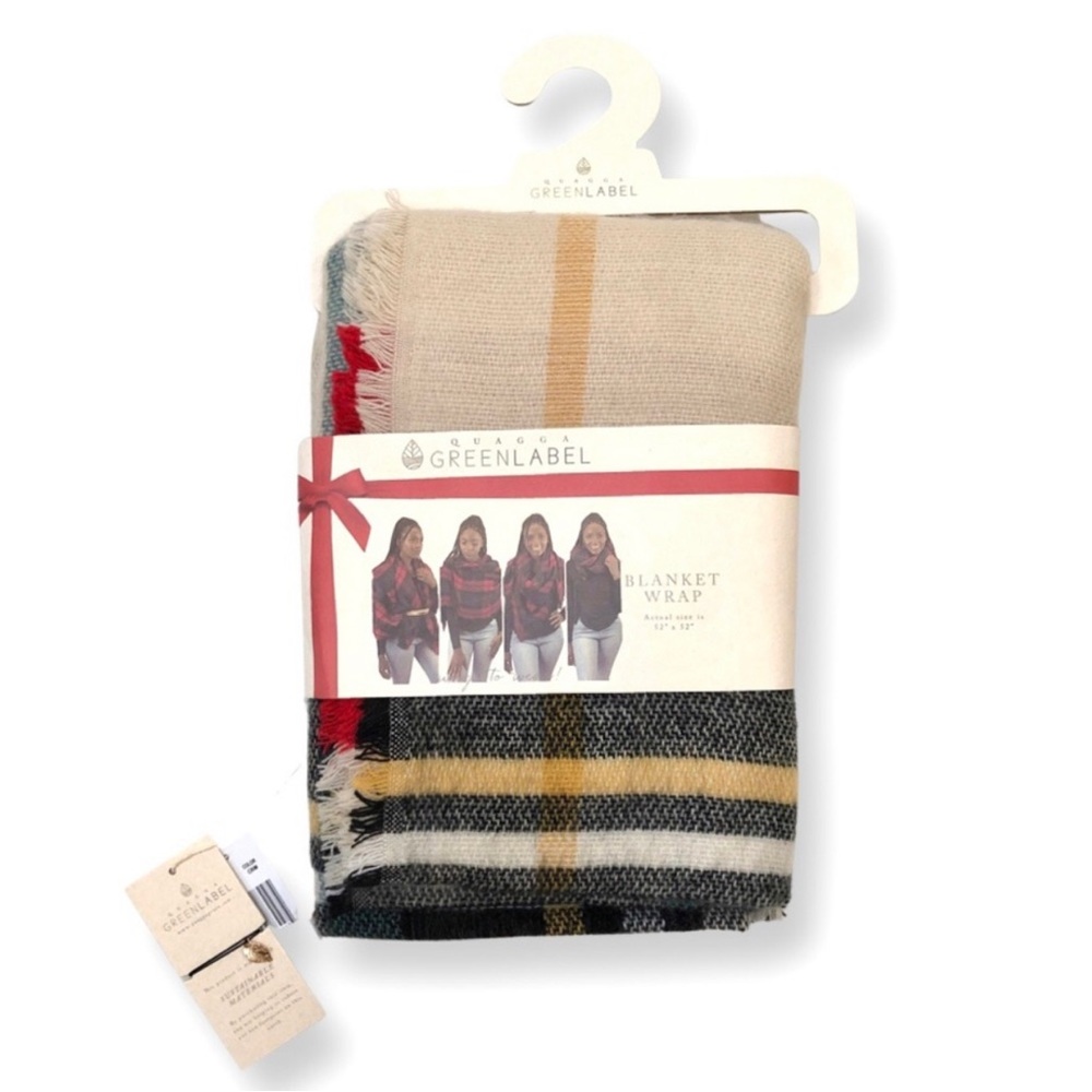 Quagga Green Label Large Plaid Blanket Wrap Scarf with Free Bracelet